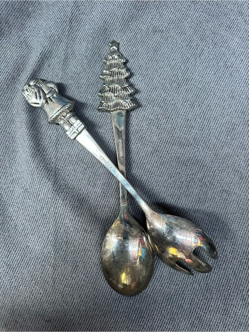 Wallace christmas silver plated serving spoon & fork Wallace